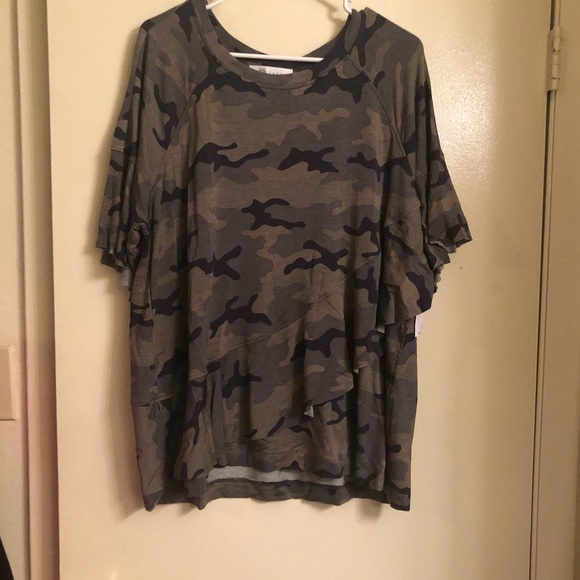 Fever Ruffle Front Slub Knit Top Size 1X - Picture 5 of 9